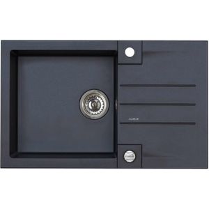 Granieten spoelbak 780x480 mm, met draaiknopbediening, carbon