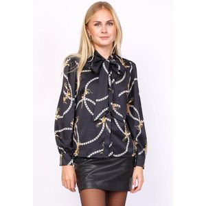 Zwarte Blousse met print - vrouwen - maat M