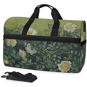 MONTOJ Van Gogh wilde rozen bagage sportieve Gear tas een maat reizen Tote Duffel Duffeltas met verstelbare riem
