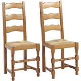 Set van 2 stoelen SEGUIN - Massief beuken en zitting van roggestro L 43 cm x H 102 cm x D 38 cm