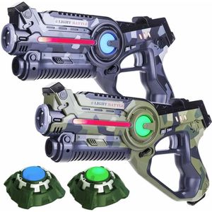 Light Battle Active Camo Laser Game Set - Groen/Grijs - 2 Laserguns + 2 Lasergame Targets