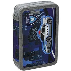 SPIRIT TTS Schooletui voor schrijfwaren, pennenzak, potloodhouder, pennenhouder, pennenetui, voor meisjes, tieners, jongens, etui, grote capaciteit, voor scholieren, studenten, 3D ""politie"", 2 ritsen