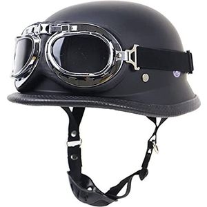 Motor Open Helm-ECE Goedgekeurde Zomer Handgemaakte Vintage Persoonlijkheid Motorhelm + Zonnebril, Duitse Stijl Halve Helm Motorkruiser Scooter Koele Helm A,XL