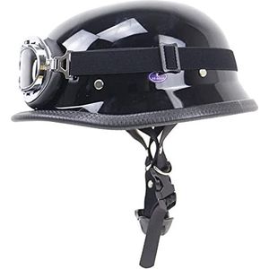 Motor Open Helm-ECE Goedgekeurde Zomer Handgemaakte Vintage Persoonlijkheid Motorhelm + Zonnebril, Duitse Stijl Halve Helm Motorkruiser Scooter Koele Helm B,L