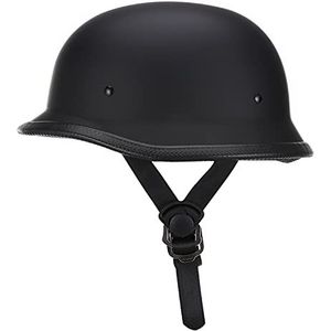 Retro Open Motorhelm, Veilige Duitse Motorfiets Halve Helm, ECE Goedgekeurde Zomer Half Shell, Helder Zwart B,S