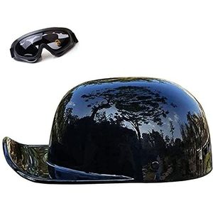Half helm motorhelm met ECE retro brain cap en crash helm voor chopper scooter, beschikbaar in Color:A en Size:M=54-55CM