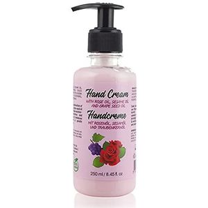 Natuurlijke HandcrÃ¨me Voor Droge Handen Voor Mannen en Vrouwen. Met Rozenolie, Sesamolie en Druivenpitolie. Vrij Van Parabenen en Dierproefvrij, 250 ml.
