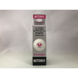 Butterfly Tafeltennisballen 3* Competitie 40+ - Wit - Pack van 3 ballen