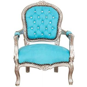 Biscottini Fauteuil en slaapkamerstoel 75 x 50 x 50 cm | slaapstoel met natuurlijke afwerking | blauwe fauteuil