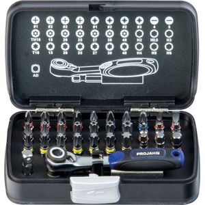 Projahn - Color-Bit-Box 1/4' mit Mini-Bit-Knarre markierte Bits 33 teilig
