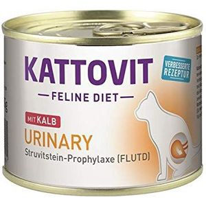 Kattovit - Urinary natvoer voor katten | Natvoer voor katten als volledig voer in blik. Dieetvoer voor volwassen katten met urinewegaandoeningen | 12 x 185 g kalf