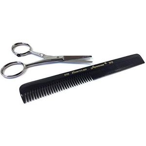 Hercules Sägemann BART-set schaar 4,5 inch + baardkam 610 6 inch natuurrubber herenkam voor baard + haar