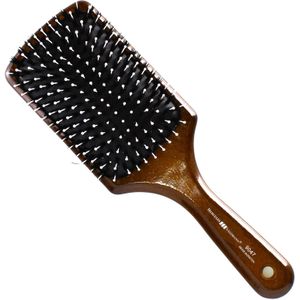 HERCULES SÄGEMANN - 9047 Paddle Brush | verzorgende natuurlijke haarborstel | borstel van wildzwijnwijnharen met polyamidestiften | verzorgingsborstel voor lang haar | donker hout