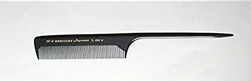 HERCULES SÄGEMANN - 197W-498W | 8,5 Zoll Kamm aus hochwertigem Ebonit | Stielkamm für Frisuren und separieren einzelner Haarsträhnen | Weite Zahnung | Farbe: Schwarz