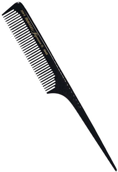 Hercules Sägemann - Tail Comb 8" - Haarborstel - Zwart - Hard Rubber