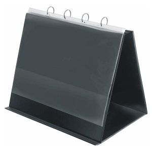 Tischflipchart din A3 quer 4 Ringe Rundmechanik PVC-Folie kartonverstärkt schwarz 10 Hüllen