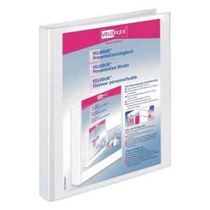 Pr&#228;sentationsringordner Velodur A4 PP kaschiert 2-Ring-Rund-Mechanik 16mm wei&#223;