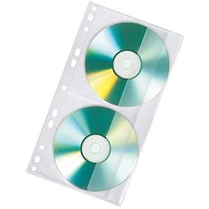 Veloflex 10 x CD/DVD Dubbele Portefeuilles Polypropyleen Film voor 2 CDs Geschikt voor A4 Ring Binders Transparant 4356000