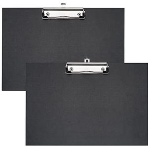 VELOFLEX A481798 - Klembord liggend, DIN A4, 2 stuks, zwart, schrijfbord met metalen klem en ophanglus