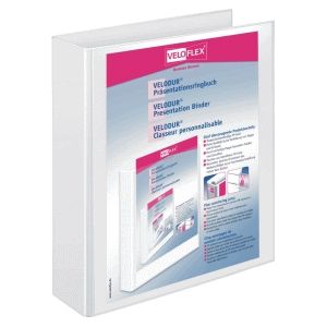 Pr&#228;sentationsringordner Velodur A4 PP kaschiert 2-D-Ring-Mechanik 40mm wei&#223;