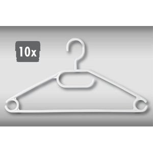 10 Stuks -  Kledinghangers - Wit - Broeklat - Kunststof klerenhanger - Broekhanger - Kleur: Wit - Pak van 10 Stuks
