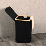 Wasmand - Zwart - Bruin - Gerecycled Polyester - FSC®-Gecontroleerd Bamboe