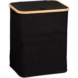 Wasmand - Zwart - Bruin - Gerecycled Polyester - FSC®-Gecontroleerd Bamboe