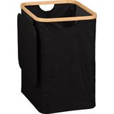 Wasmand - Zwart - Bruin - Gerecycled Polyester - FSC®-Gecontroleerd Bamboe