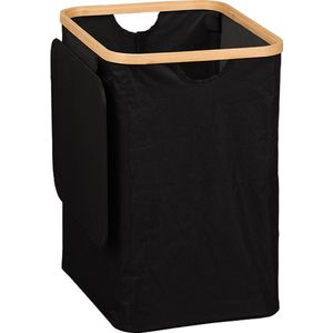 Wasmand - Zwart - Bruin - Gerecycled Polyester - FSC®-Gecontroleerd Bamboe