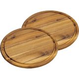 Kesper broodplank/serveerplank/snijplank - rond - met sapgroef - Dia 25 cm - Acacia hout