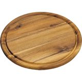 Kesper broodplank/serveerplank/snijplank - rond - met sapgroef - Dia 25 cm - Acacia hout