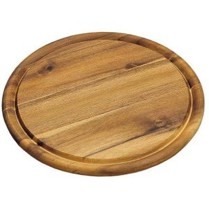 Kesper broodplank/serveerplank/snijplank - rond - met sapgroef - Dia 25 cm - Acacia hout