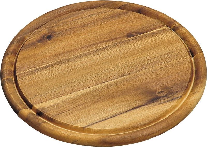 Kesper broodplank/serveerplank/snijplank - rond - met sapgroef - Dia 25 cm - Acacia hout