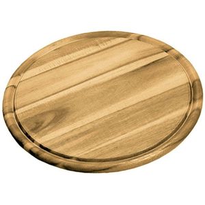 Kesper broodplank/serveerplank/snijplank - rond - met sapgroef - Dia 30 cm - Acacia hout