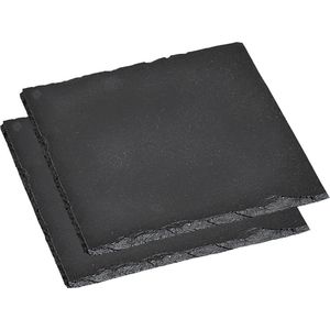 Kesper Serveerplaat, set van 2, leisteen, buffetplaat, van leisteen, geolied, afmetingen: 200 x 200 mm, zwart