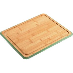 Kesper Keuken voedsel bereiden snijplank - 40 x 30 cm - bamboe hout - groene rand - luxe versie - groot formaat