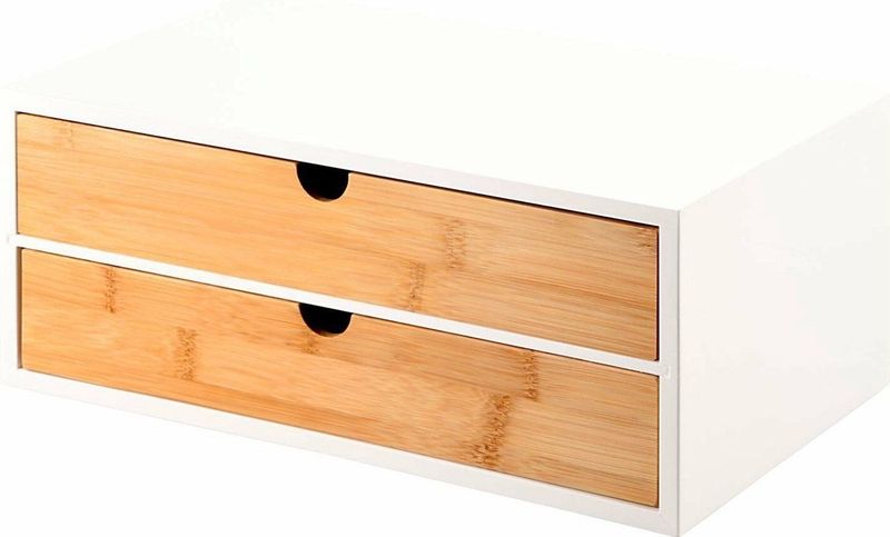 Kesper - Ladeblokje - Lichtbruin/Wit - Bamboe - 2x Lades