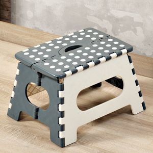 Opstapje - Trapje - Keukentrapje opvouwbaar - Krukje inklapbaar - Huishoudtrapje - Campingkrukjes - Afm 35 x 27 x 22Cm - Wit/Grijs