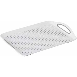 Dienblad Rechthoekig - Anti-slip Dienblad - Diep dienblad met antislip - Met handvatten - 45.5 x 32 x 4.5 Cm - Kleur: Wit
