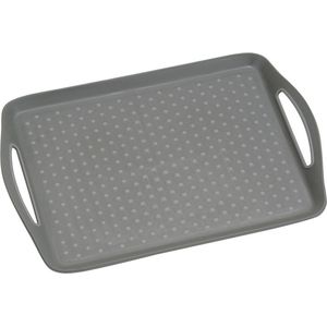 Dienblad Rechthoekig - Anti-slip Dienblad - Diep dienblad met antislip - Met handvatten - 45.5 x 32 x 4.5 Cm - Kleur: Grijs