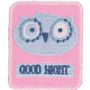 HKM Uil patch patches roze blauw