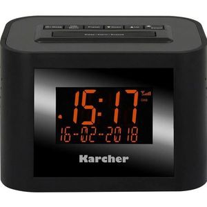 Karcher DAB 2420 Stereo wekkerradio (DAB+, FM-PLL met RDS-geheugen en zender, dimbaar display, dubbel alarm, weekend/snoozefunctie, slaaptimer) zwart