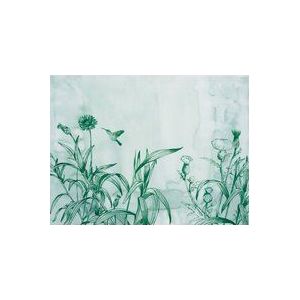 Rasch Behang 100471 100471 fotobehang met groene bloemen en kolibri in aquarellook uit de Young Artists collectie, 2,80 m x 3,72 m (l x b) behang