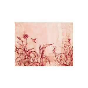 Rasch Behang 100488 100488-fotobehang met rode bloemen en kolibri in aquarellook uit de Young Artists collectie, 2,80 m x 3,72 m (l x b) behang