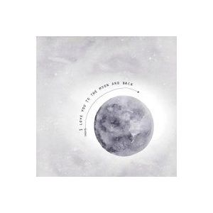 Rasch Behang 100914 100914 fotobehang met sterrenhemel, maan en citaat I Love You to The Moon and Back uit de Young Artists collectie-2,80 m x 2,79 m (l x b) behang, grijs