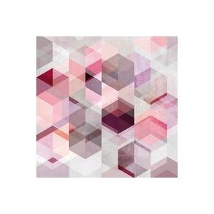 Rasch Behang 100938 100938-fotobehang met geometrisch motief van hexagon vormen in roze, roze, paars en grijs uit de Young Artists collectie-2,80 m x 2,79 m (l x b) behang