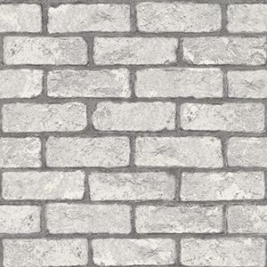 Rasch Behang 278200 - Papierbehang met steenlook, bakstenen in grijs met 3D-look - 10,05 m x 0,53 m (L x B)