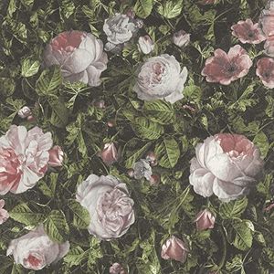 Rasch Behang 278316 - Bloemenbehang met rozen in lichtroze - 10,05 m x 0,53 m (L x B)