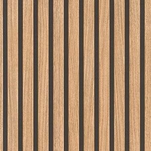Behang 278408, bruin papierbehang met houtlook, 3D-panelen in moderne Skandi-look, lamellenwand, 10,05 m x 0,53 m (l x b)