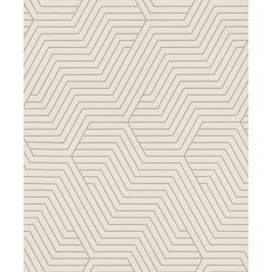Rasch Behang 312515 - licht vliesbehang in crèmewit met geometrisch patroon uit de collectie Deco Style